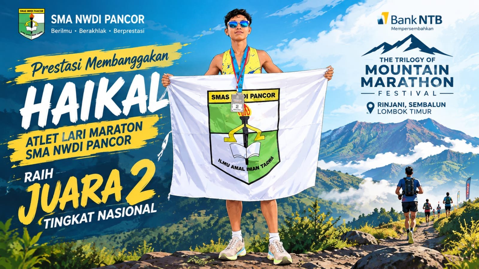 Haikal, Atlet SMA NWDI Pancor Raih Juara 2 Nasional di Ajang Maraton Rinjani